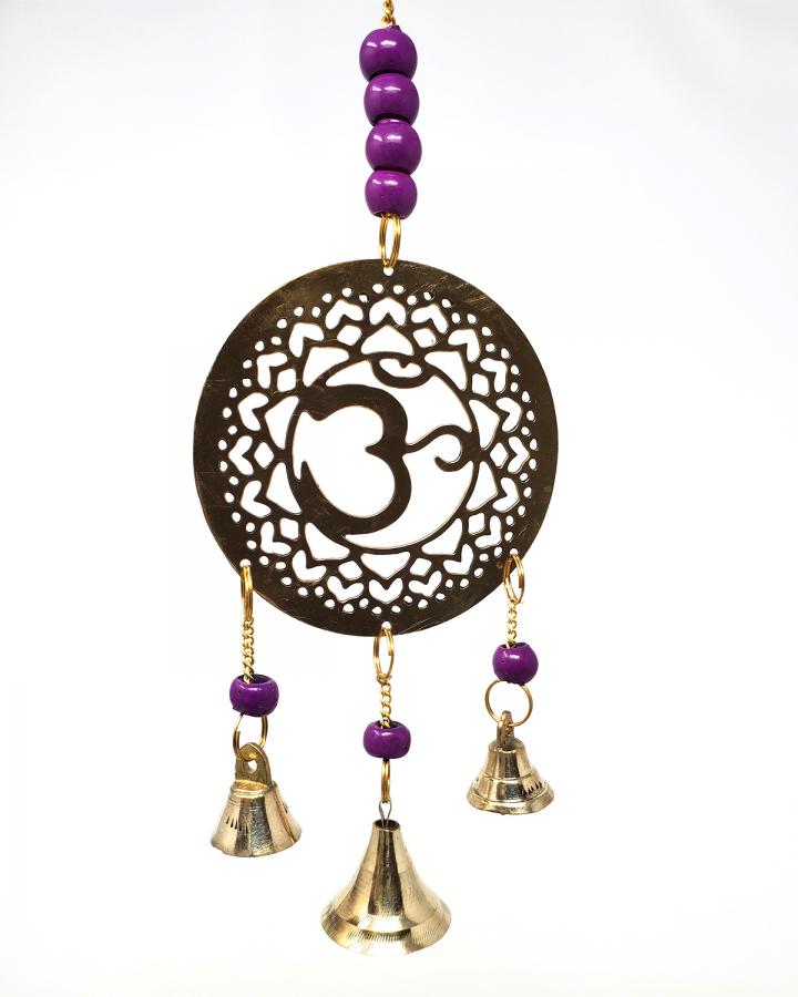 Brass windchime Crown Chakra with violet beads 11"